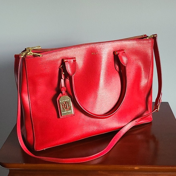 Lauren Ralph Lauren Handbags - Ralph Lauren leather tote 15 x 10.5 x 6.5"
